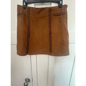 CATO A LINE SKIRT BROWN WITH LACING DETAILS LINED WOMENS SIZE 10